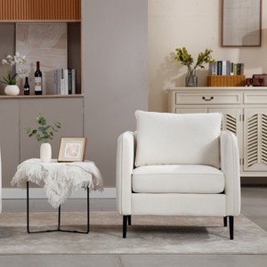 TiramisuBest Mid-Century Modern Velvet Accent Chair, Comfy Single Armchair with Metal Legs, Stylish Sofa Chair for Living, Bedroom, Green - 1 of 4