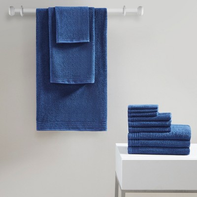 12Pcs 100% Cotton Solid Bath Towel Set, Anti-Microbial Zero Twist Front Quick Dry Towel