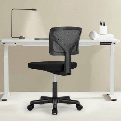 Low-Back Mesh Armless Office Chair, Swivel Rolling Computer Chair No Arms with Lumbar Support for Home Office-Multicolor-The Pop Home