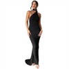 Clotth Women's Halter Neck Dress - Ring Linked Ruched Backless Dress, Sexy Bodycon Sleeveless Open Back Maxi Dress, Black - 2 of 4