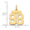 Black Bow Jewelry 14k Yellow Gold, Athletic Collection, Small Polished Number 98 Pendant - 2 of 3