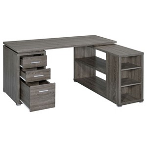 Vynxaria 3-Drawer L-Shaped Desk with Storage Shelves, Corner Workstation for Home Office Organization - 1 of 4