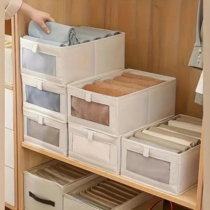 Racxily Foldable Clothes Storage Box with Viewing Window - Heavy-Duty Organizer Box, Stackable Closet Organizer for Wardrobe - 1 of 4