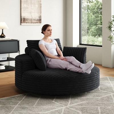 55" Fluffy Corduroy Chenille Foam Swivel Chair,Modern 360° Sleeper Lounge Seat for Living Room or Bedroom–The Pop Home