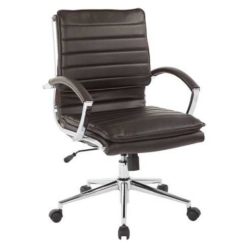 Mid Back Manager's Faux Leather Chair With Chrome Base - Osp Designs ...