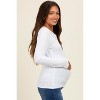 Pinkblush Off White Ribbed Knit Button Long Sleeve Maternity Top - 3 of 4