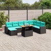 vidaXL 9 Piece Patio Sofa Set with Cushions Poly Rattan - Black without storage - 2 of 4