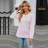 Women's Floral Print Crew Neck Long - Sleeve T - Shirt, Versatile Casual Top - 3 of 4