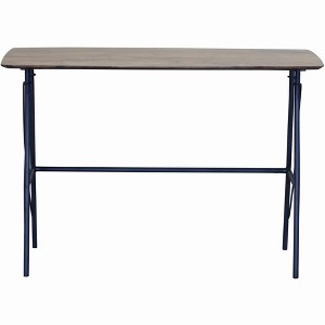 HomeRoots 44" Brown and Black Solid Wood Writing Desk - 1 of 4