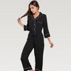 Anna-Kaci Lounge Women's Button Front Pajama Jumpsuit with Contrast Trim and Waist Tie Detail - 2 of 4