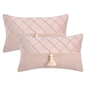 REGALWOVEN Diamond Pattern with Tassel Boho Soft Decorative Pillow Cases 2 Pcs - 1 of 4