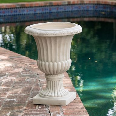 Okak Urn Resin Planter Pot Large Classic Outdoor-Indoor Flower Pot, Garden,  Patio, Home Decor, 19"W x 26.5"H, Antique White : Target