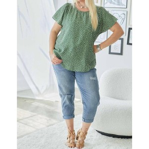 Women's Shirring Sleeve Top - DAVI & DANI - 1 of 4