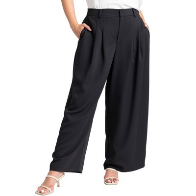 ELOQUII Women's Plus Size The Fluid Crepe Wide Leg Pant