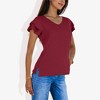Anna-Kaci Women's V-Neck Short Sleeve Shirt with Soft Ruffle Sleeves and Textured Fabric for a Feminine Casual Look - 4 of 4