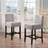 Vynxaria Counter Stool Set of 2 Light Gray Fabric Upholstered Rubberwood Frame 26 Inch Height - 2 of 4