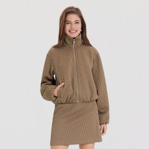 Women's Textured Jacquard Funnel-Neck Bomber Jacket - A New Day™ - 1 of 4