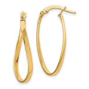 Black Bow Jewelry 1.8mm Twisted Oval Hoop Earrings in 10k Yellow Gold, 26mm (1 Inch) - 1 of 4
