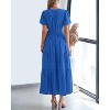 Women's 2025 Summer Casual Midi & Maxi Dress - Lightweight V-Neck Boho Beach Dress with Elastic Waist & Pockets Blue - 3 of 4