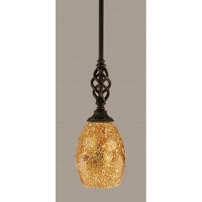 Toltec Lighting Elegante 1 - Light Pendant in  Dark Granite with 5" Gold Fusion Shade