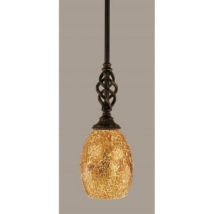 Toltec Lighting Elegante 1 - Light Pendant in  Dark Granite with 5" Gold Fusion Shade - 1 of 1