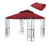 10x10 Ft Outdoor Patio Gazebo Replacement Canopy,Double Tiered Gazebo Tent Roof Top Cover Only wavy border(Frame Not Include)-Red - 3 of 4