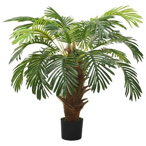 Aghana Digitals 35.4in Lifelike Artificial Cycas Palm - Green Plastic Indoor Decorative Plant with - 1 of 4