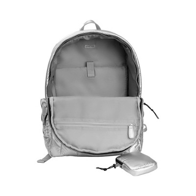 JOAN & DAVID Tubular Quilted Metallic Puffer Nylon 18-Inch Workbook Backpack 358-METALLIC CHOCO One Size — фото 3