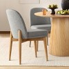 5-Piece Round Dining Table Set, 42'' Oak Pedestal Table with 4 Linen Dining Chairs, Solid Wood Legs, Kitchen or Apartment Furniture-Maison Boucle - 2 of 4