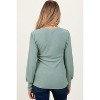 PinkBlush Light Olive Ribbed Knit V-Neck Button Cuff Maternity Top - 3 of 4