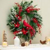Wreath with Lights 24 Inch Lighted Holiday Wreath Front Door Pine Needles Berries Large Prelit Winter Outdoor Indoor Xmas - 4 of 4