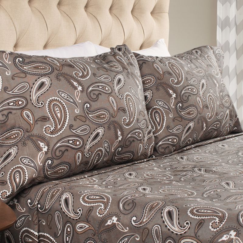 Vintage Modern Floral Paisley Flannel Cotton 2 Piece Pillowcase Set by Blue Nile Mills, 2 of 5