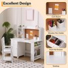 Kids Study Desk and Chair Sets with Hutch, Cork Bulletin Board, Drawer and Storage Cabinet, Wooden Children Study Table for Kids Bedroom - 3 of 4