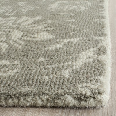 Handmade Tufted Light Sage and Grey Wool Area Rug, 6' x 6'