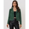 INSPIRE CHIC Women's Zip Up Faux Suede Biker Moto Jacket - 3 of 4
