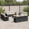 vidaXL 13 Piece Patio Sofa Set with Cushions - Black and Cream - 2 of 4