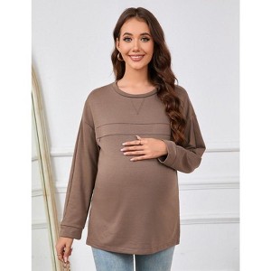 Coolmee Nursing Sweatshirt Invisible Comfort Friendly Zipper Long Sleeve Pullover Tops Maternity Shirts - 1 of 4