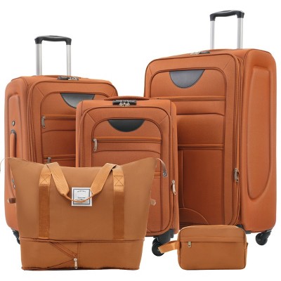 5-Piece Softside Luggage Set,Expandable Lightweight Suitcases with Spinner Wheels,Travel Duffel Bag and Toiletry Bag (20"/24"/28")-Cuddlewood