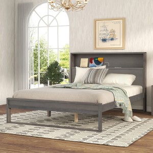 Platform Bed with Storage Headboard, Outlets and USB Ports - ModernLuxe - 1 of 4