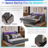 QingMoon Twin Upholstered Sofa Bed, Linen Daybed Frame with Adjustable Storage Headboard, Wireless Charging Station and Drawers for Bedroom - 3 of 4