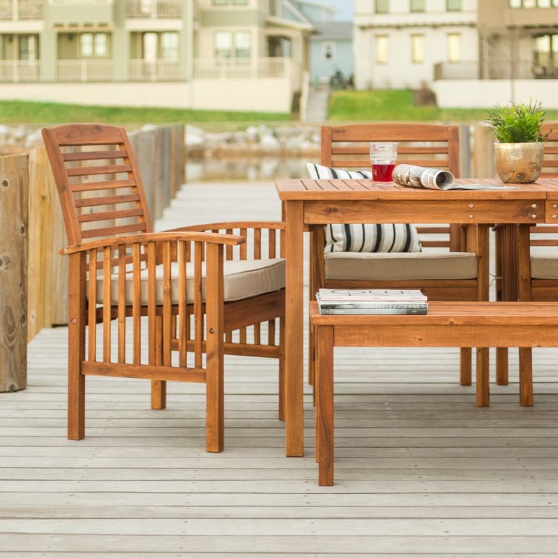 Ravenscroft 6pc Acacia Wood Patio Dining Set - Saracina Home: Weather-Resistant, Outdoor Dining Furniture with Cushions, 6 of 7