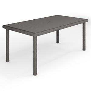Martha Stewart Bedford 71" Indoor-Outdoor Patio Table with Engineered Wood Top in Rattan Wicker - 1 of 4