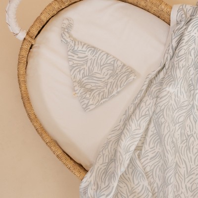 Organic Swaddle Blanket & Hat Set - Waves
