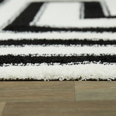 Vincent White and Black Geometric Art Deco 5' x 7' Area Rug