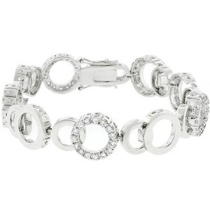 ShineHigh Circle Bijoux Bracelet for Women, Rhodium-Plated Lead-Free Alloy with Pave Cubic Zirconia Accents, Available in 7-Inch or 8-Inch Sizes - 1 of 1