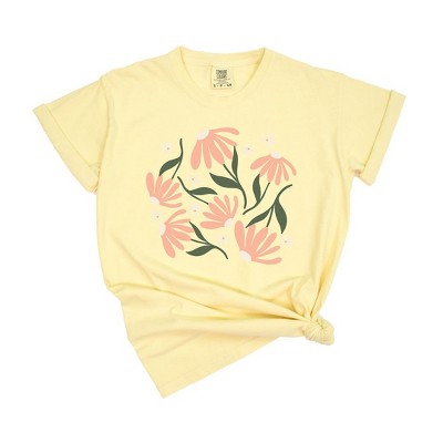 Simply Sage Market Women's Pink Daisies Short Sleeve Relaxed Fit Cropped Tee