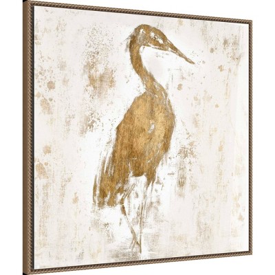 30" x 30" Gilded Heron Abstract Canvas Wall Art with Beaded Bronze Frame