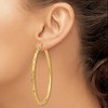 Black Bow Jewelry 3mm x 65mm 14k Yellow Gold Textured Round Hoop Earrings - 3 of 4