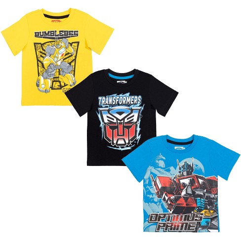 Transformers Bumblebee Optimus Prime 3 Pack Graphic T-Shirts Yellow/Blue/Black  - image 1 of 4