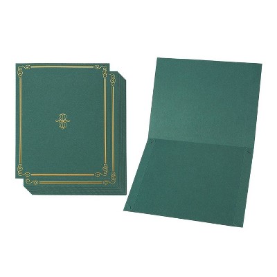 12-Pack Certificate Holders for Letter-size Paper Award Diploma, Green with Gold Foil Border